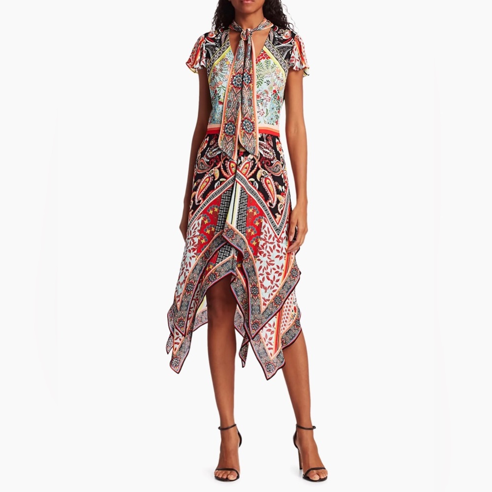 Alice + Olivia Tamara Floral & Paisley Tiered Handkerchief Sheath Dress - Picture 1 of 7